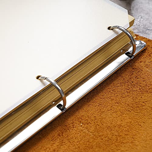 MJNHBGX A6 Ring Binder Notebook The First Layer of Cowhide A4 Oversized Notebook Leather Binder Sketch Leather Retro Notepad Diary Book for Writting A6 Binder，Noir