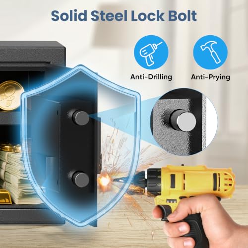 Locksworth Safe 0.6 Cubic Feet Small Safe with Electronic Keypad & Keys, Digital Security Safe Box for Home, Dorm and Business Use, Money, Guns, Valuables and Documents, 13.8"W x 9.8"D x 9.8"H