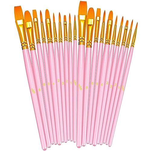 UOHLCX HBJWOV 20pcs Paint Brushes Set Round Pointed Nylon Hair Artist Acrylic Paint Brushes for Acrylic Oil Watercolor