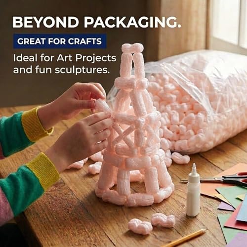 BOX USA Shipping & Packing Peanuts Pink, 7 Cubic Feet - Loose Fill Packaging Peanuts for Packing, Moving and Storage