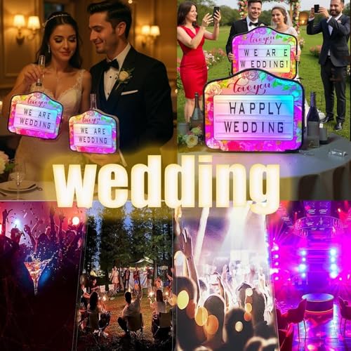 menglanchang 2025 Bottle Service Sign Board VIP for Wedding Proposals & Wedding Party, Led Handheld Bottle Presenter,Remote Control RGB 7-Color Effects, 4 Set Letters & 1 Set Numbers & 2 X Batteries