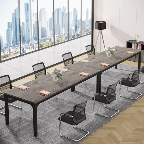 Tribesigns 6.5FT Conference Table, 78.7-Inch Rectangle Meeting Seminar Table, Large Business Tables for 6-8 People (Only Table) (Gray+Black)
