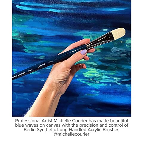 Creative Mark Berlin Synthetic Long Handle Artist Brush - Filbert # 20 - Handmade in Germany Art Paint Brush w/Synthetic Filament for Acrylics, Oils, Alkyds - Art Brush w/Sustainable Wood Handle