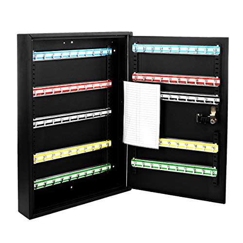 AdirOffice Key Storage Cabinet with Combination and Key Lock - Wall Mounted Steel Keybox w/Code - Durable Safe & Organizer for Keys
