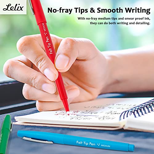 Lelix 60 Colors Felt Tip Pens, Medium Point Felt Pens, Assorted Colors Markers Pens For Journaling, Writing, Note Taking, Planner Coloring, Perfect as Art Office and School Supplies
