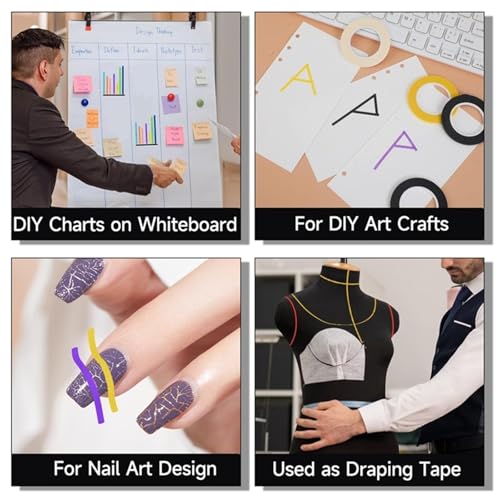 HongJP Whiteboard Tape 40 Rolls 1/8 Inch Whiteboard Tape Line Graphic Pinstripe for Dry Erase Board Draping Gridding