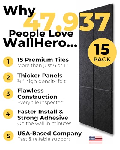 WALLHERO Vision Board - Large Cork Board for Walls 59" x 36", Black Bulletin Board | 15 Pack Felt Wall Tiles | Cork Boards for Office Pin Board Tack Board Cork Boards