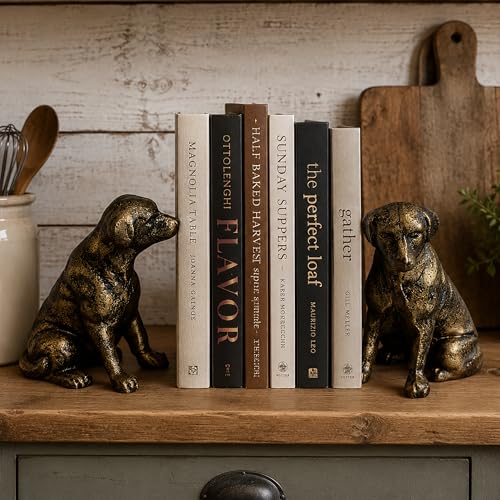 Fox Run 100% Iron Heavy Animal Bookends, Decorative Dog Bookend Set