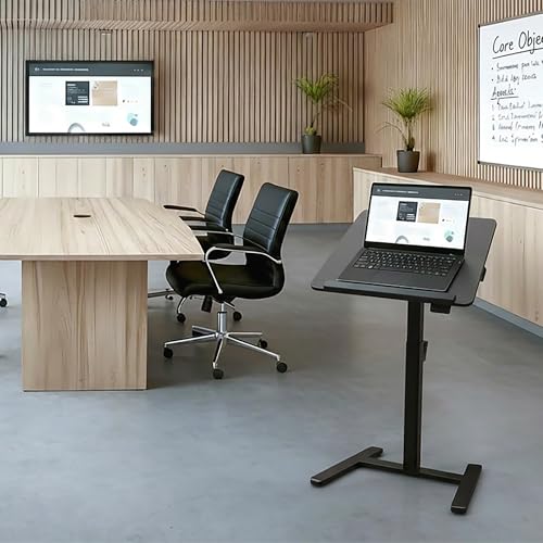 Realspace® 26" W Sit-to-Stand Compact Desk/Laptop Cart Mobile Workstation, 42-1/8"H x 26" W x 20" D, Black, BIFMA Compliant