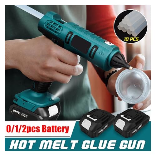 LIBODD Hot Glue Gun Electric Hot Glue Gun Cordless Heat Gun Battery Hot Silicone Gun DIY Hand Tool for 18V Battery with 10 Hot Melt Adhesive for DIY Arts, Crafts and Quick Repairs(2 x Battery Set)