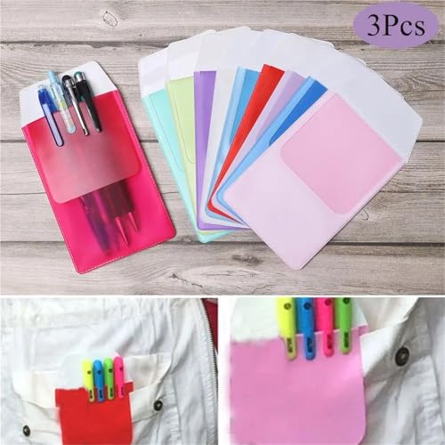 Gonehyu 10 Pcs PVC Pocket Protector Pen Pouch Leak-Proof Nurse Office School Supplies