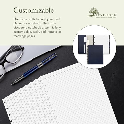 Levenger Circa Full-Page 1/4 Inch Ruled Discbound Paper Refill, Disc Notebook and Planner Inserts, 300 sheets, Letter