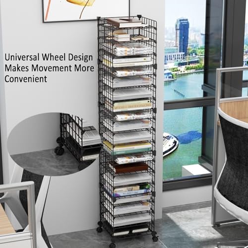 Paper Organizer, 8/12/16-layer Sorting Organizer,Paper Sorter, Paper Storage Cabinet for Home, Classroom, Office, School（Black,White）(Black,12tier)