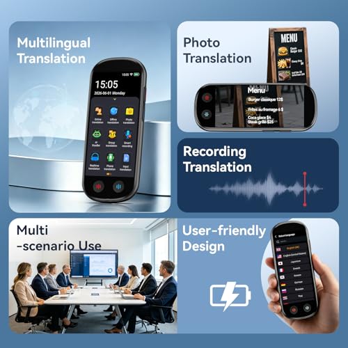 Language Translator Device, Upgraded AI Translator with ChatGPT, 2026 Instant Two Way Translator Support 150 Languages, Offline Recording Photo Voice Translation Device for Business Travel Learning