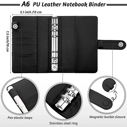 TEDILUVI A6 Binder Budget Planner Notebook Covers Folder Size 6 Hole Pockets Zipper Money Saving Envelope