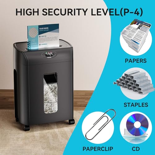 Majnesvon Paper Shredder 15-Sheet Cross Cut - P-4 Security Level, 56dB Operation, 15 Minute Continuous Use, 7.93 Gallon Capacity, Auto Reverse Function (15-Sheet + Black)