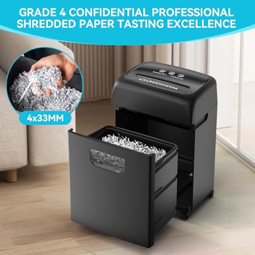 Majnesvon Paper Shredder 18-Sheet Cross Cut - P-4 Security Level, 56dB Operation, 15 Minute Continuous Use, 7.93 Gallon Capacity, Auto Reverse Function (18-Sheet + Black)