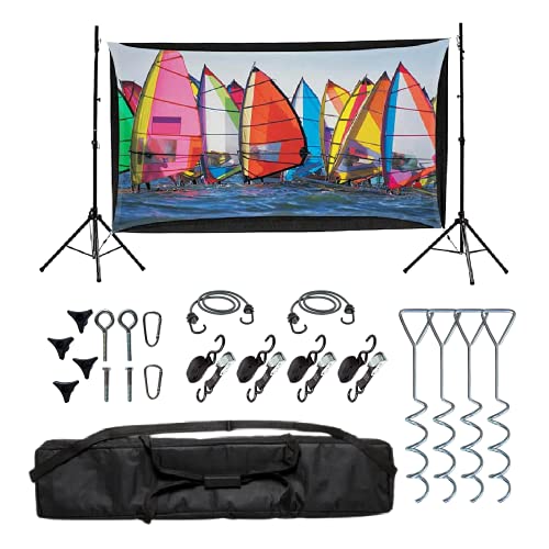 Backyard Theater Kit | Recreation Series System | 9' Front and Rear Projection Screen with 1080p HD Savi 4000 lumen Projector, Sound System, Streaming device w/WIFI (EZ-950)