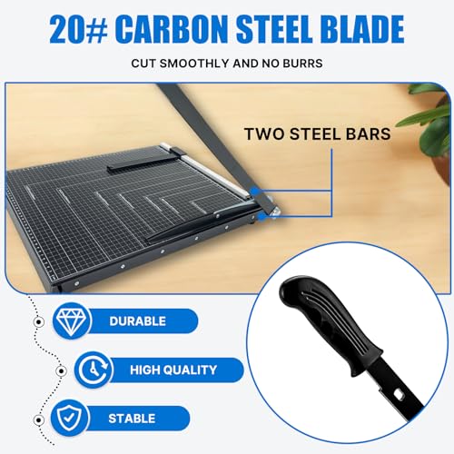 Paper Cutter Guillotine,21" B3 Paper Cutting Board,Heavy Duty Metal Base Stack Paper Trimmer with Dual Paper Guide and Blade Lock,12 Sheets Capacity,Paper Slicer Cutter for Home,Office