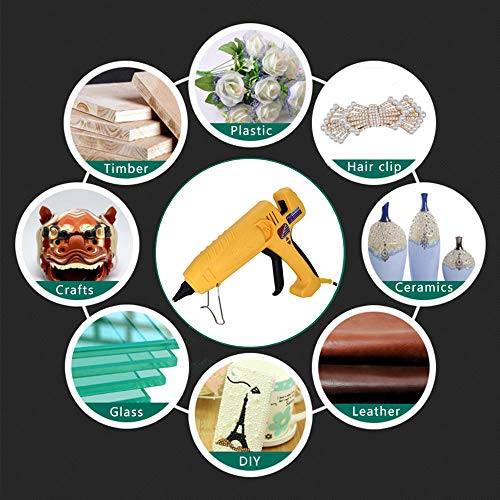 Big Size Hot Glue Gun, Fast Heating 400-watt High Power Full Size Professional Melt Glue Gun Kit with 10Pcs 0.43"x5.9" Premium Glue Sticks and Copper Nozzle for Heavy Duty Industrial Purpose, Yellow