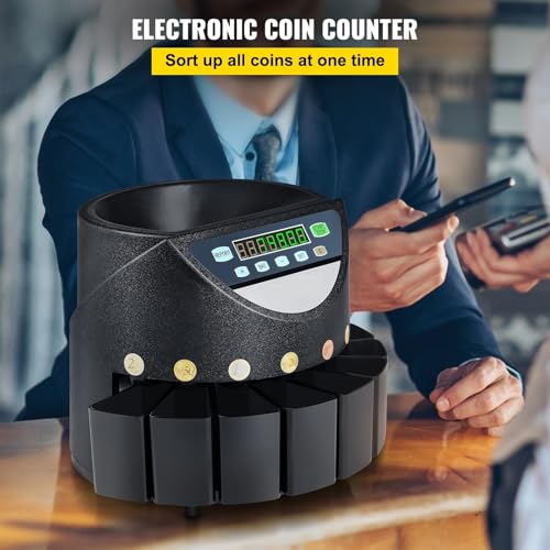 300 Coins/Min Euro Coin Sorter Counter Professional Electric Automatic Machine LED Display for School Shop Bank Commercial