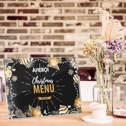 Aheroi Acrylic Sign Holder 8.5x11, Plastic Sign Holder Standing Bulk 30Pcs