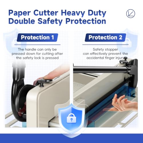 12 Inch Guillotine Paper Cutter Heavy Duty,Paper Cutter Heavy Duty for A4 Paper, 400 Sheet Capacity,White Paper Cutter Heavy Duty for Office Home School