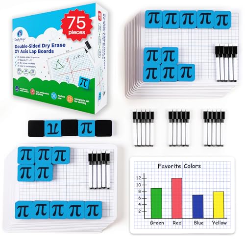 Simply Magic 25 Pack Double-Sided Dry Erase Graph Lap Boards - 12''x9'