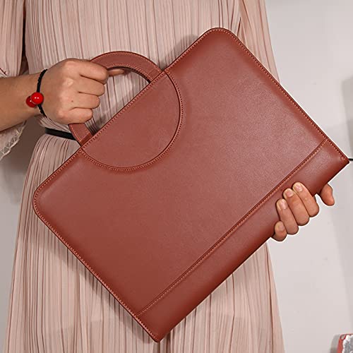 Filing Envelopes Portable Folder Multi-Function A4 Zipper Folder with Multiple Storage Bags Leather Clipboard Business Data Binder（Black/Brown） Plastic Folders (Color : Black)