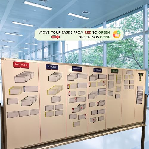 pmxboard Full Magnetic Tool - Scrum Board and Kanban Board - Scrum Cards and Kanban Cards Full Set for Agile Project Management - Enhance Visual Collaboration with This Agile Tool Project Board kit