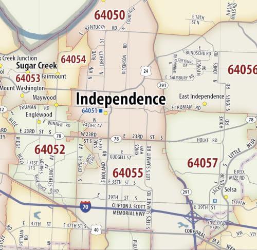 CartoTerra Kansas City Metro Area ZIP Code Map (48” wide x 32” high)