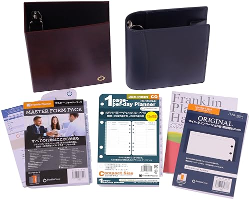 Franklin Planner Starter Kit, One Page Per Day, Begins July 2025, 12 Months Edition, Compact Size, Navy 86441
