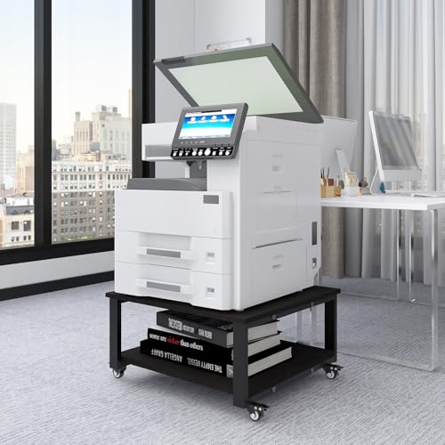 Natwind 2 Tier Laser Printer Stand, 24''x24'' Large Printer Table, Black