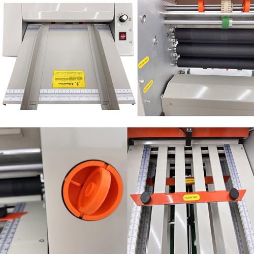 HQHAOTWU Paper Folding Machine Digital Paper Folder with Electronic Counter Automatic Electric Document Folder Speed Adjustable Desktop Origami Machine with 4 Folding Trays 262ft/min 110V