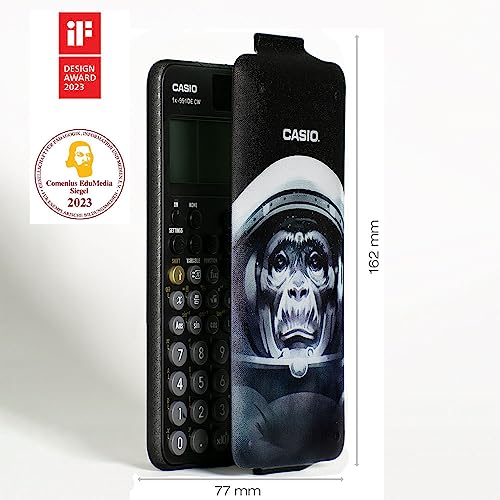 Casio FX-991DE CW ClassWiz Technical Scientific Calculator with Art Case Space Monkey, German Menu Guide (Limited Edition)