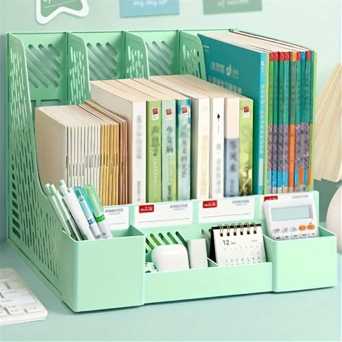 File Organizer Desk Organizer File Folder, Desktop Magazine Holder, Office Sorter Rack, Vertical Dividers Desk(Dark Blue)