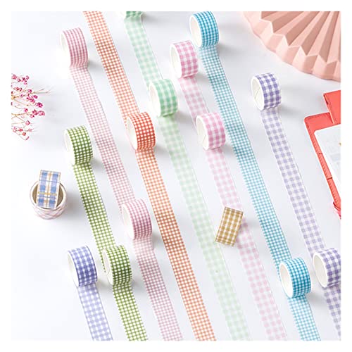QERTYHJK Color Grid Washi Tape Set Adhesive DIY Scrapbooking Sticker Label Masking
