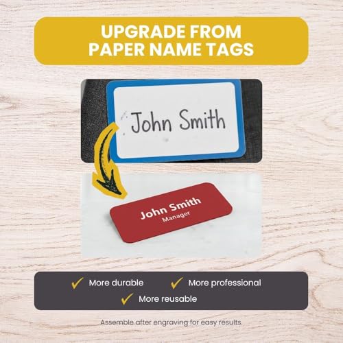 Name Tag/Badge Blanks - 100 Pack - 1" X 3" (Red) Round Corners, Magnetic Backing