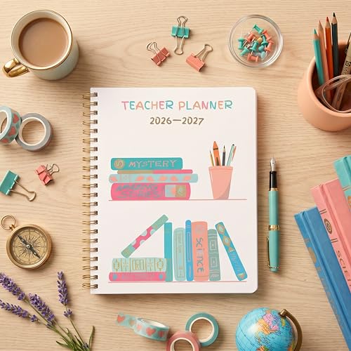 Teacher Planner 2026-2027, Horizontal Lesson Plan Book for Teachers | Colorful Books Cover, 8.5" x 11" | Weekly & Monthly Academic Year Lesson Planner, July 2026-June 2027 | Stickers & Bookmark