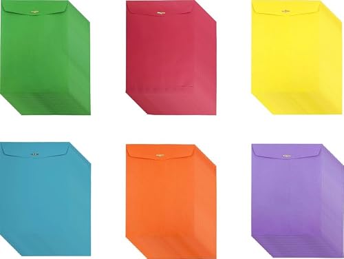 JAM PAPER 9 x 12 Open End Catalog Colored Envelopes with Clasp Closure - Rainbow Assortment - 150/Pack