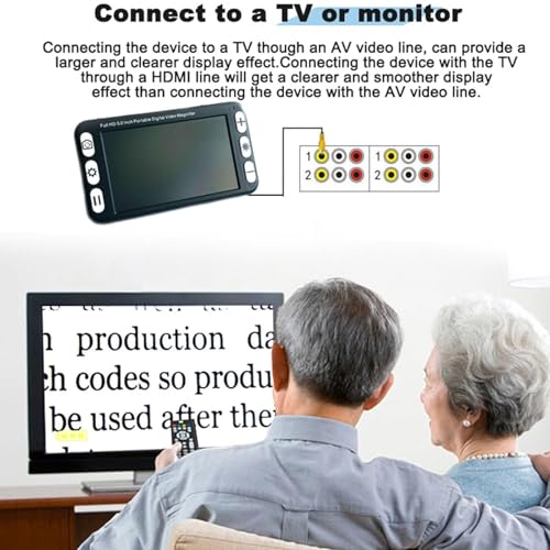 5 Inch Portable Digital Video Magnifier,Handheld Electronic Reading Aid with 2x-48x Zoom,26 Colour Modes,/av Output for Low Vision and Elderly,Black