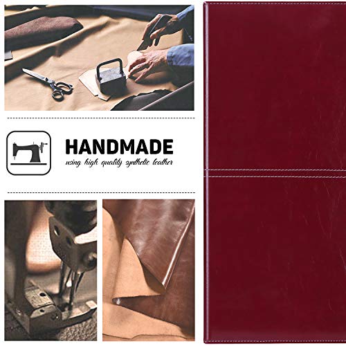 Toplive Padfolio 3 Ring Binder Organizer Business Portfolio Folder for Women, A4/ Letter Size PU Leather Portfolio Padfolio for Interview Conference Presentation, Wine Red