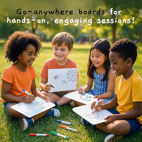 Board Geeks Bigtime 12 Pack 9x12 Classroom Whiteboards for Kids - Small Double-Sided White Board - White Boards Bulk Set, Classroom Essentials - Magnetic Dry Erase Boards for Students, Teacher