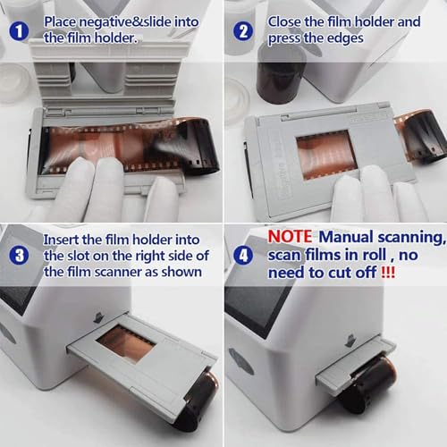 Negative Film Scanner, Digital Film & Slide Scanner, 2.4" LCD Screen, Converts 135 110 126 and Super 8 Films/Slides/Negatives to Digital JPEG Photos, Built-in 128MB Memory
