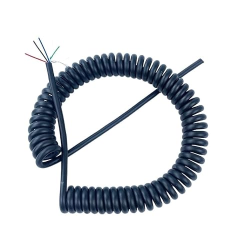 Coiled Curly Mains Flex Multicored Cable 5-Core 24AWG 0.2mm² 1-15 Meters