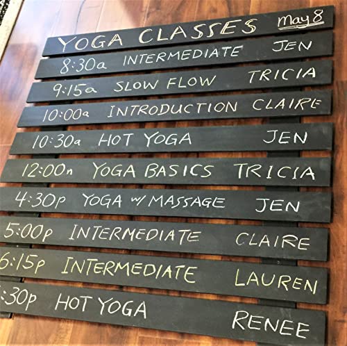 Chic, Easy Chalkboard System. 10 Peel-and-Stick REPOSITIONABLE Rows of Blackboard Slats for Restaurant Menu, Office Items, Home Schedule etc. Quick Wall Mount. for Regular Chalk.