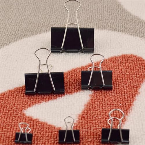 36Pcs Black Metal Binder Clips 15‑51mm