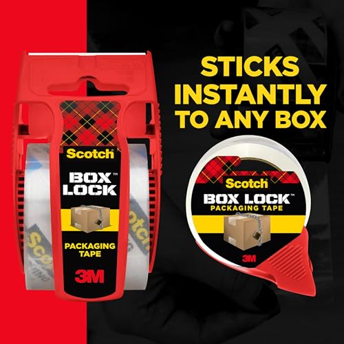 Scotch Box Lock Packing Tape, Clear, Extreme Grip Box Packaging Tape for Shipping and Mailing, 1.88 in x 54.6 yd, 6 Rolls