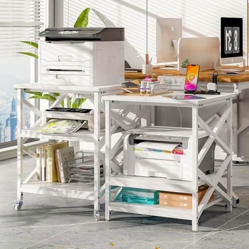 METYERRY 24"x23.6" Large Printer Stand with Power Outlet, 3 Tier Cart
