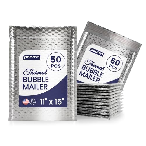 Waterproof Self-Seal Insulated Foil Thermal Bubble Mailers 11x15, 50-Pack